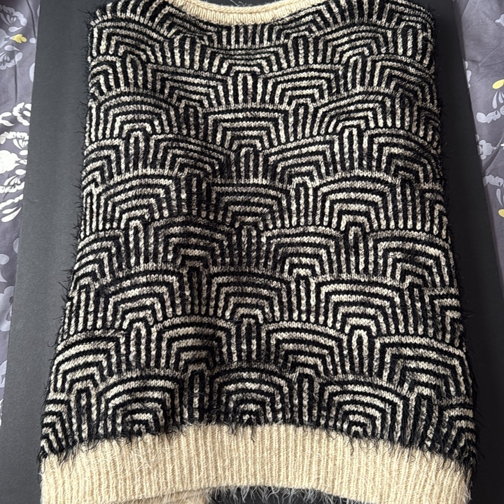 Double Zero Black And Cream Patterned Sweater - image 3